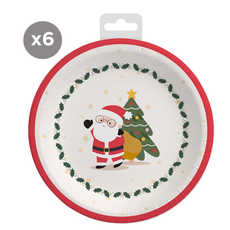 JUEGO DE 6 PLATOS 23CM PAPA NOEL