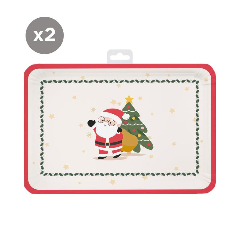 JUEGO DE 2 BANDEJAS 25X34CM PAPA NOEL