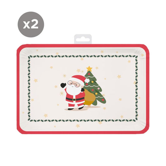 JUEGO DE 2 BANDEJAS 25X34CM PAPA NOEL