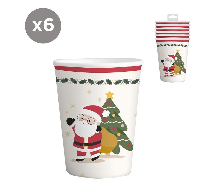 JUEGO DE 6 VASOS 266ML PAPA NOEL
