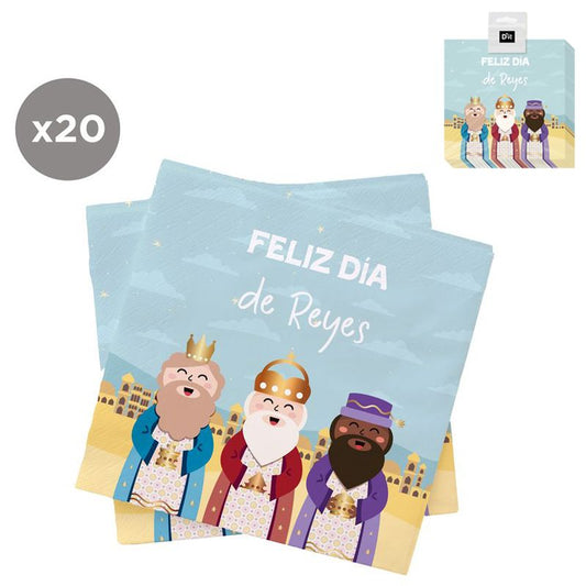 JUEGO DE 20 SERVILLETAS 33X33 REYES MAGOS