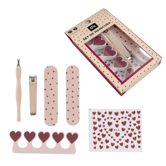 JUEGO DE MANICURA 6 PIEZAS CORAZONES
