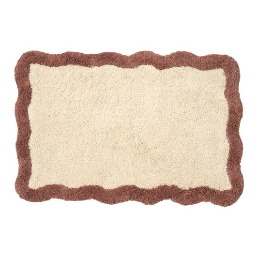 ALFOMBRA BAÑO 40X60CM ONDAS NATURAL BORDE ROSA