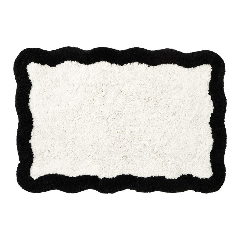 ALFOMBRA BAÑO 40X60CM ONDAS NATURAL BORDE NEGRO