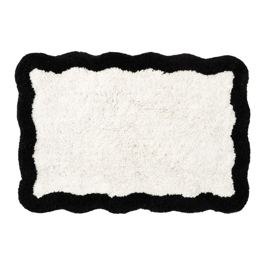 ALFOMBRA BAÑO 40X60CM ONDAS NATURAL BORDE NEGRO