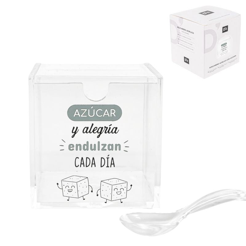 AZUCARERO ACRILICO CON CUCHARA ALEGRIA