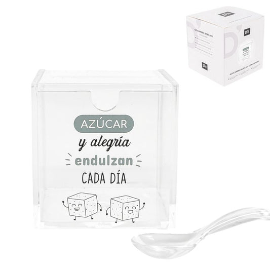 AZUCARERO ACRILICO CON CUCHARA ALEGRIA