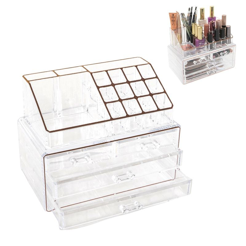 ORGANIZADOR COSMETICOS 13 DPTOS. 2 CAJONES COBRE