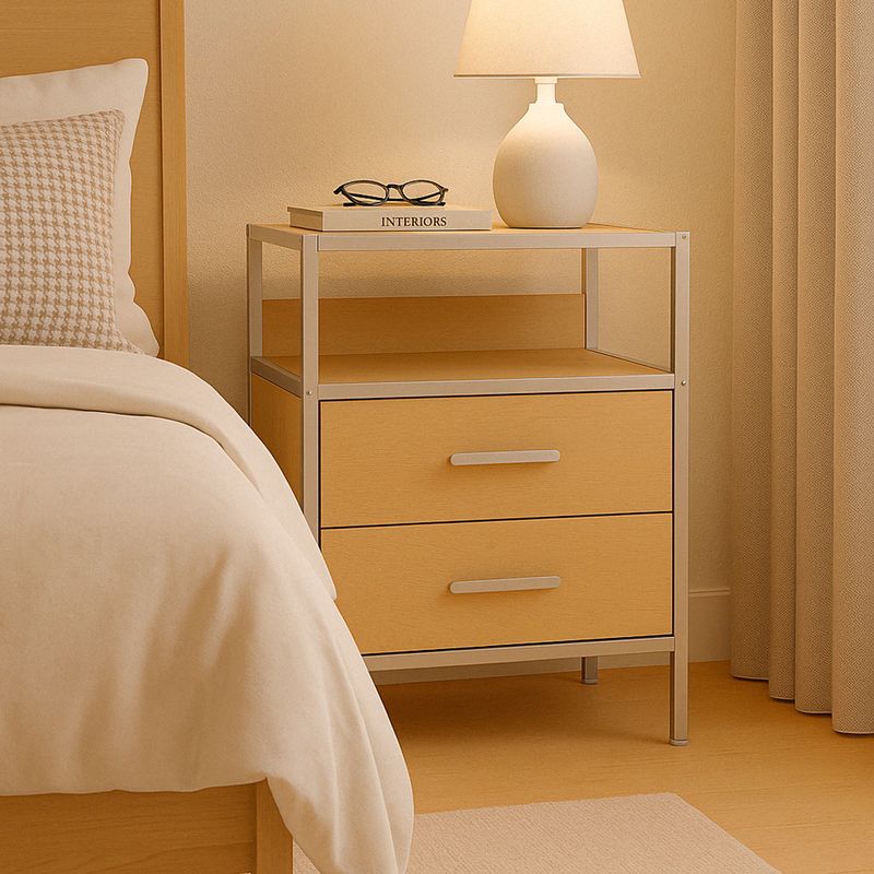 MESA 2 CAJONES CON ESTANTE COLOR ABEDUL OSLO