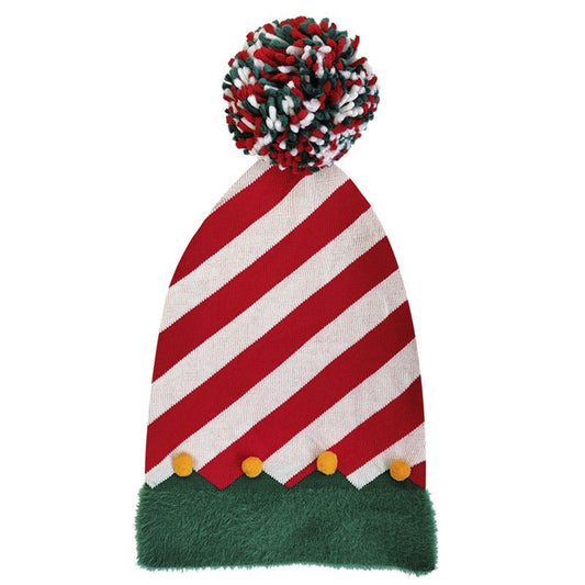 GORRO CON POMPON NAVIDAD RAYAS