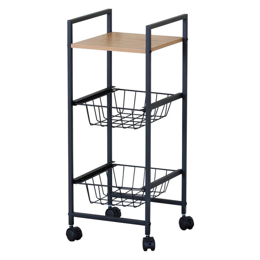 CARRO AUXILIAR 3 ESTANTES MADERA