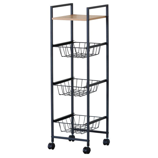 CARRO AUXILIAR 4 ESTANTES MADERA