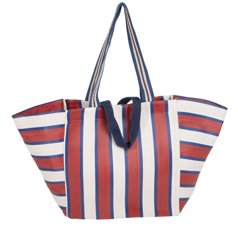 BOLSO PLASTICO RECICLADO DOBLE ASA RAYAS