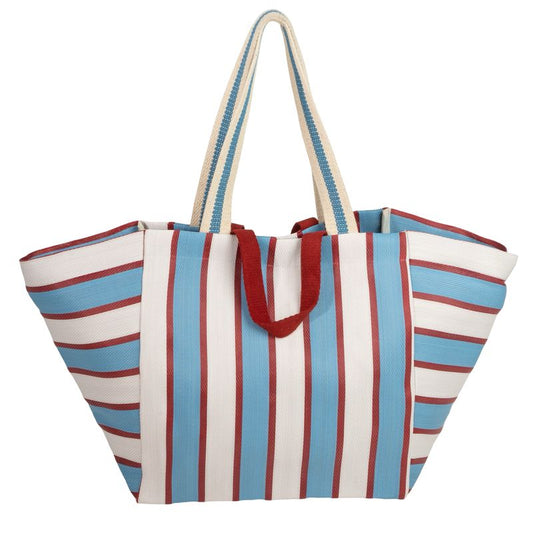 BOLSO PLASTICO RECICLADO DOBLE ASA RAYAS