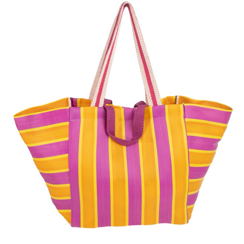 BOLSO PLASTICO RECICLADO DOBLE ASA RAYAS