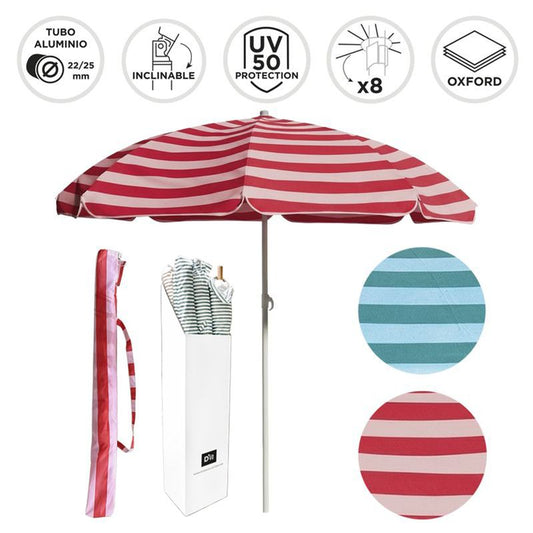 SOMBRILLA PLAYA 180CM UV50 RAYAS