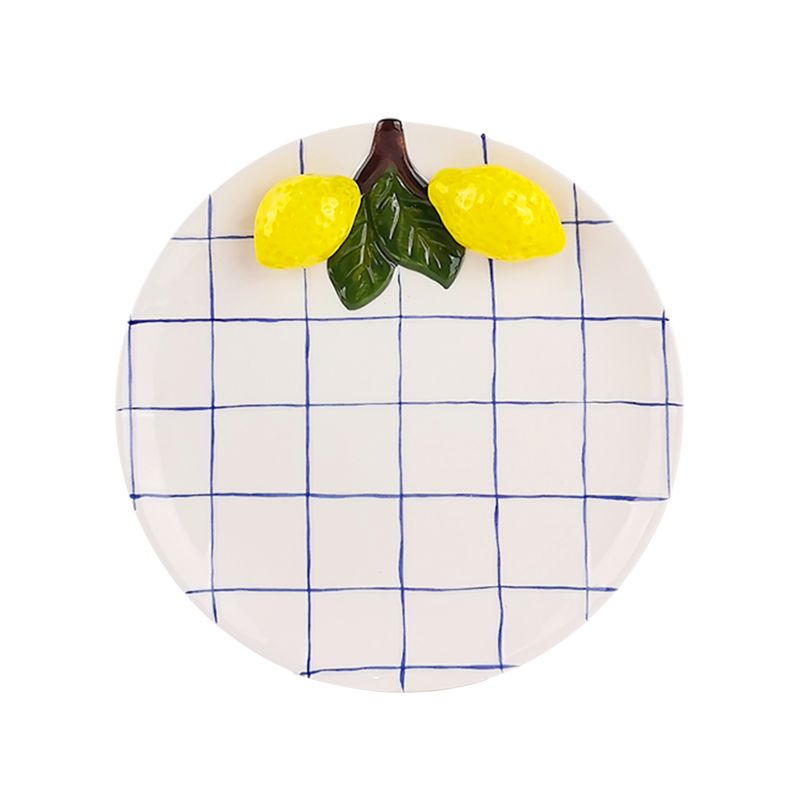 PLATO DECORATIVO 22CM CUADROS LIMONES