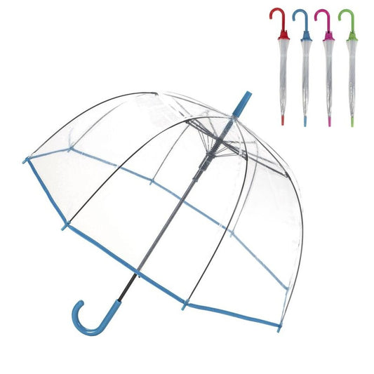 PARAGUAS TRANSPARENTE COLORES CON FIBRA