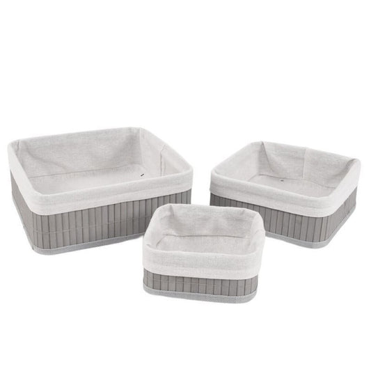 CESTA CUADRADA BAMBU GRIS
