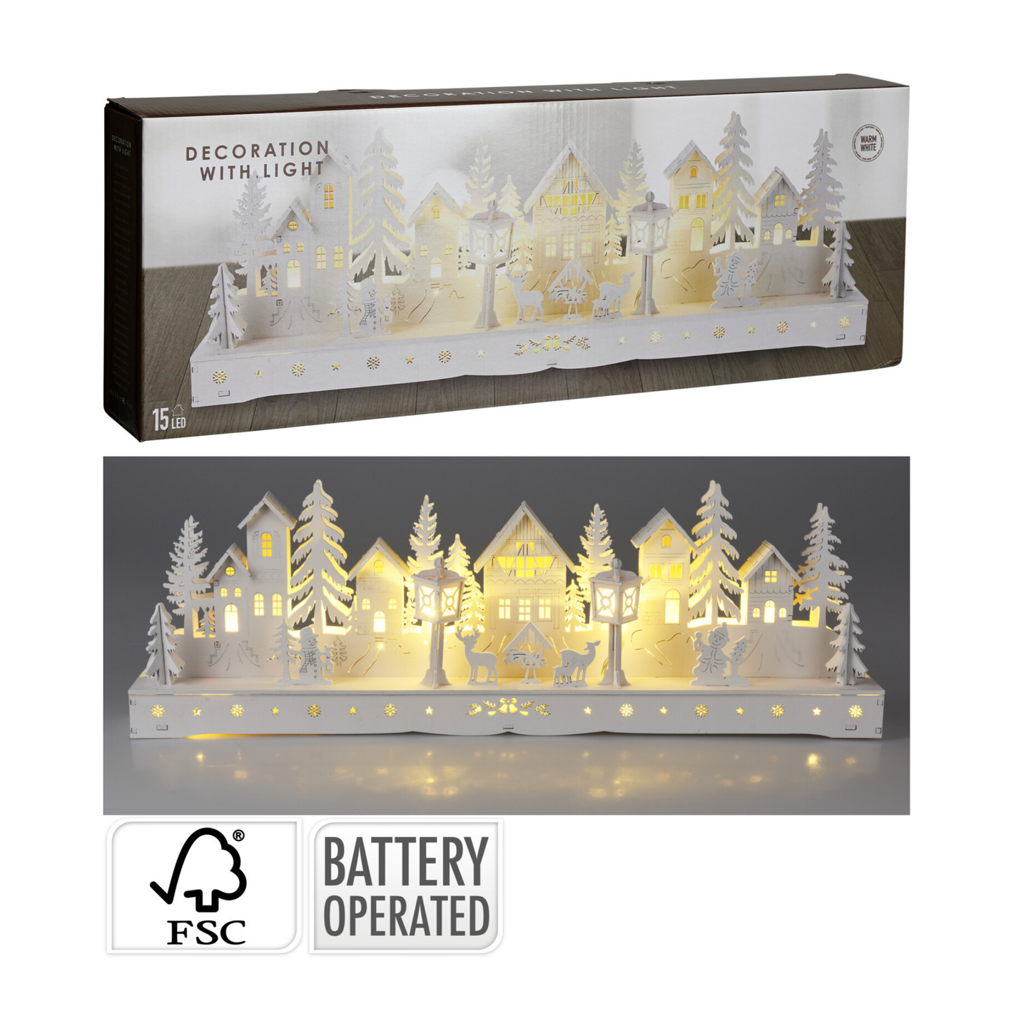 CASA DE MADERA CON LED 45CM