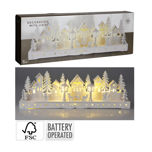 CASA DE MADERA CON LED 45CM