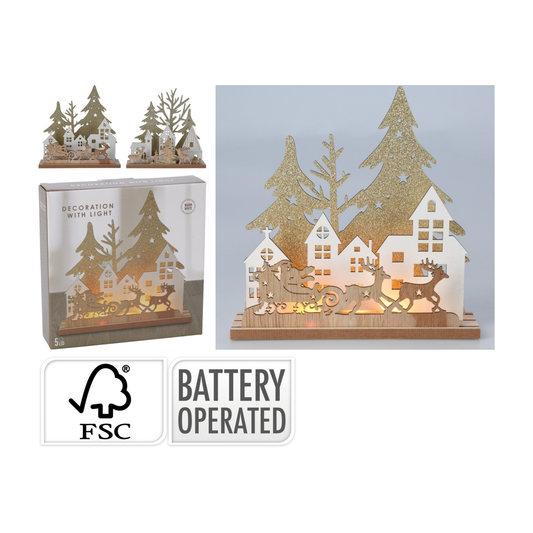 CASA NAVIDEÑA CON LUZ 19CM