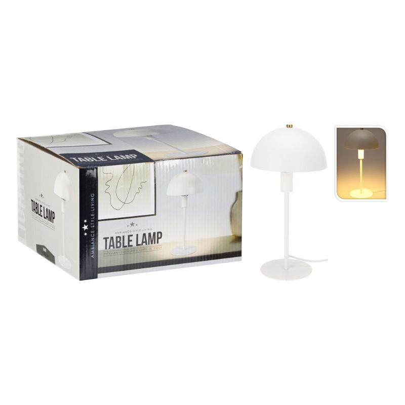 LAMPARA DE MESA BLANCA METAL 18X36CM