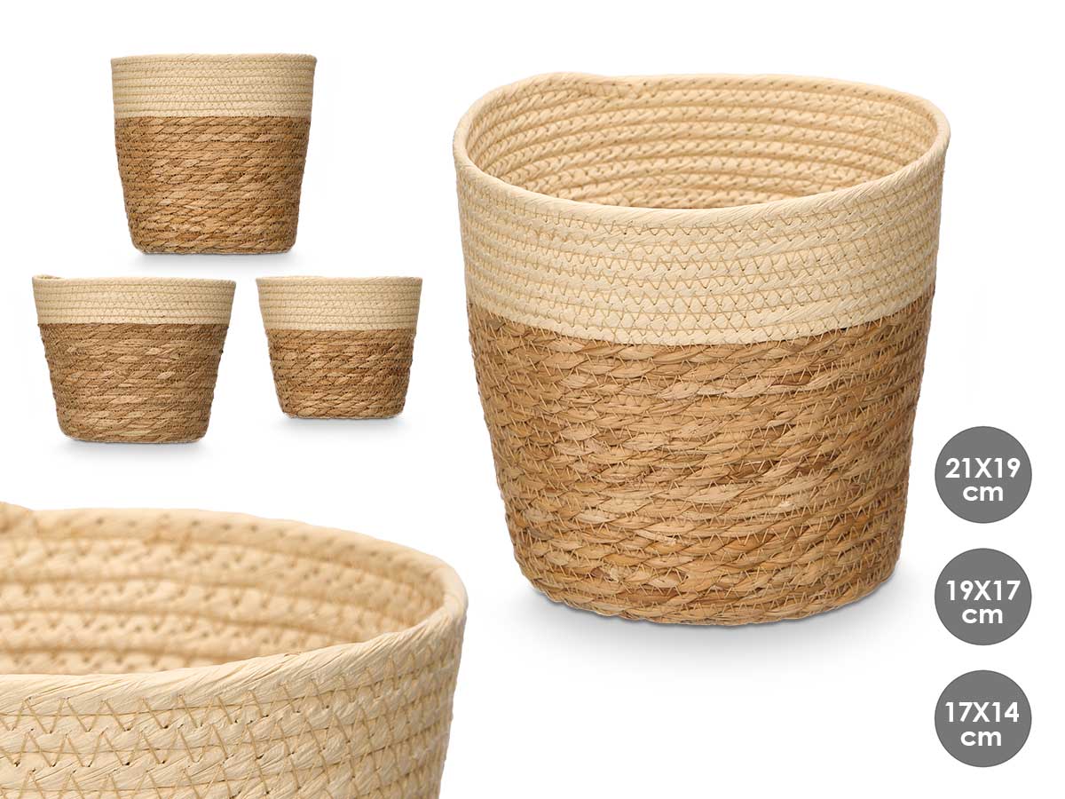 CESTO REDONDO FIBRA NATURAL BEIGE