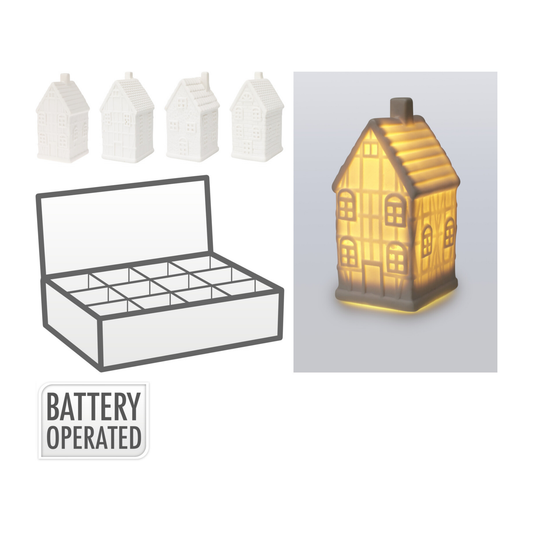 CASA NAVIDAD BLANCA CON LED 10CM