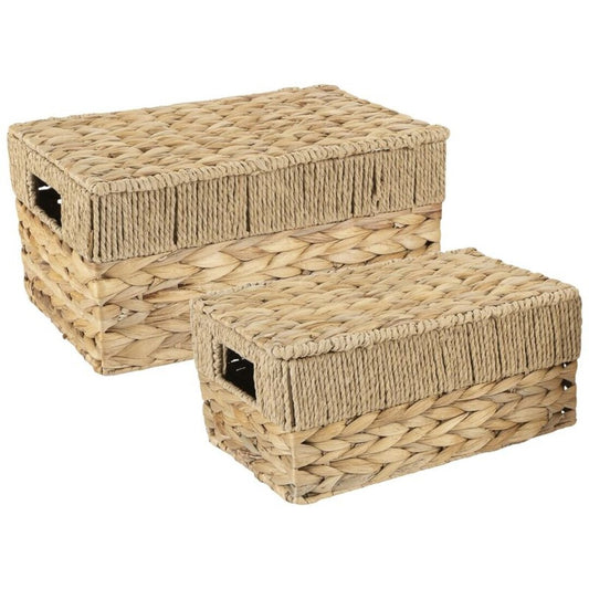 CESTA CON TAPA HOJA TRENZADA