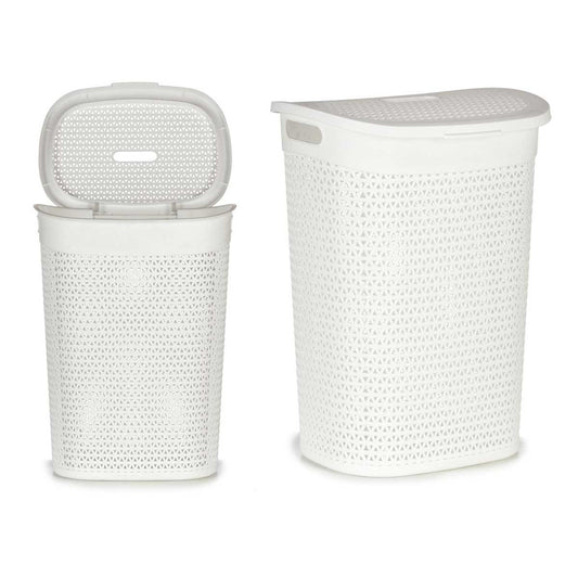 CESTO ROPA CON TAPA BLANCO 60L