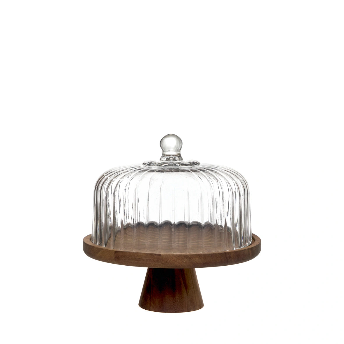 PORTA TARTAS DE MADERA Y VIDRIO CON BASE