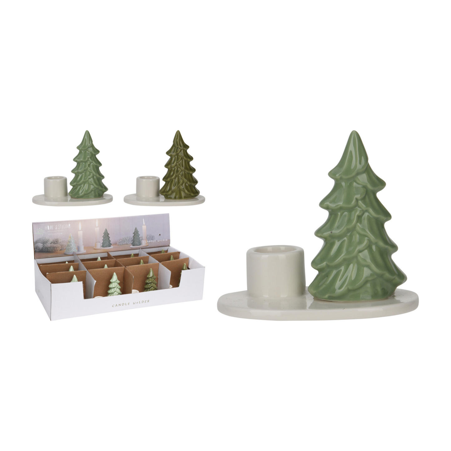 PORTAVELAS CON ARBOL DE NAVIDAD 8CM