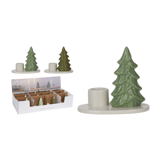 PORTAVELAS CON ARBOL DE NAVIDAD 8CM