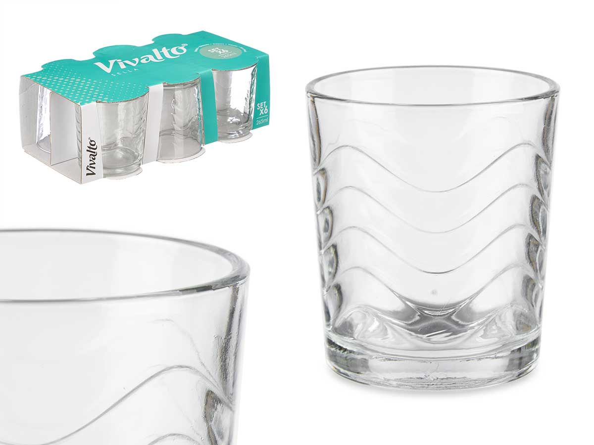 SET 6 VASOS 265ML ONDAS SELLA