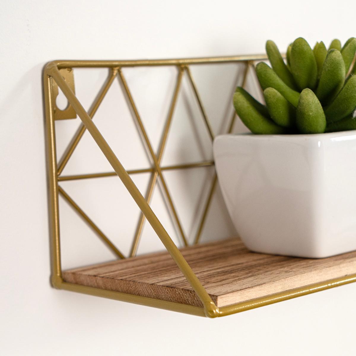 ESTANTE DOBLE DE PARED ACERO Y PAULOWNIA