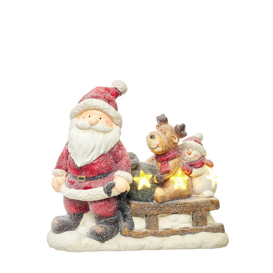 TRINEO DE PAPA NOEL EN POLIRESINA CON LUCES LED
