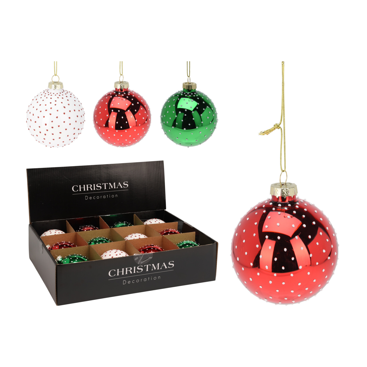 BOLA DE NAVIDAD CRISTAL 8CM PUNTOS