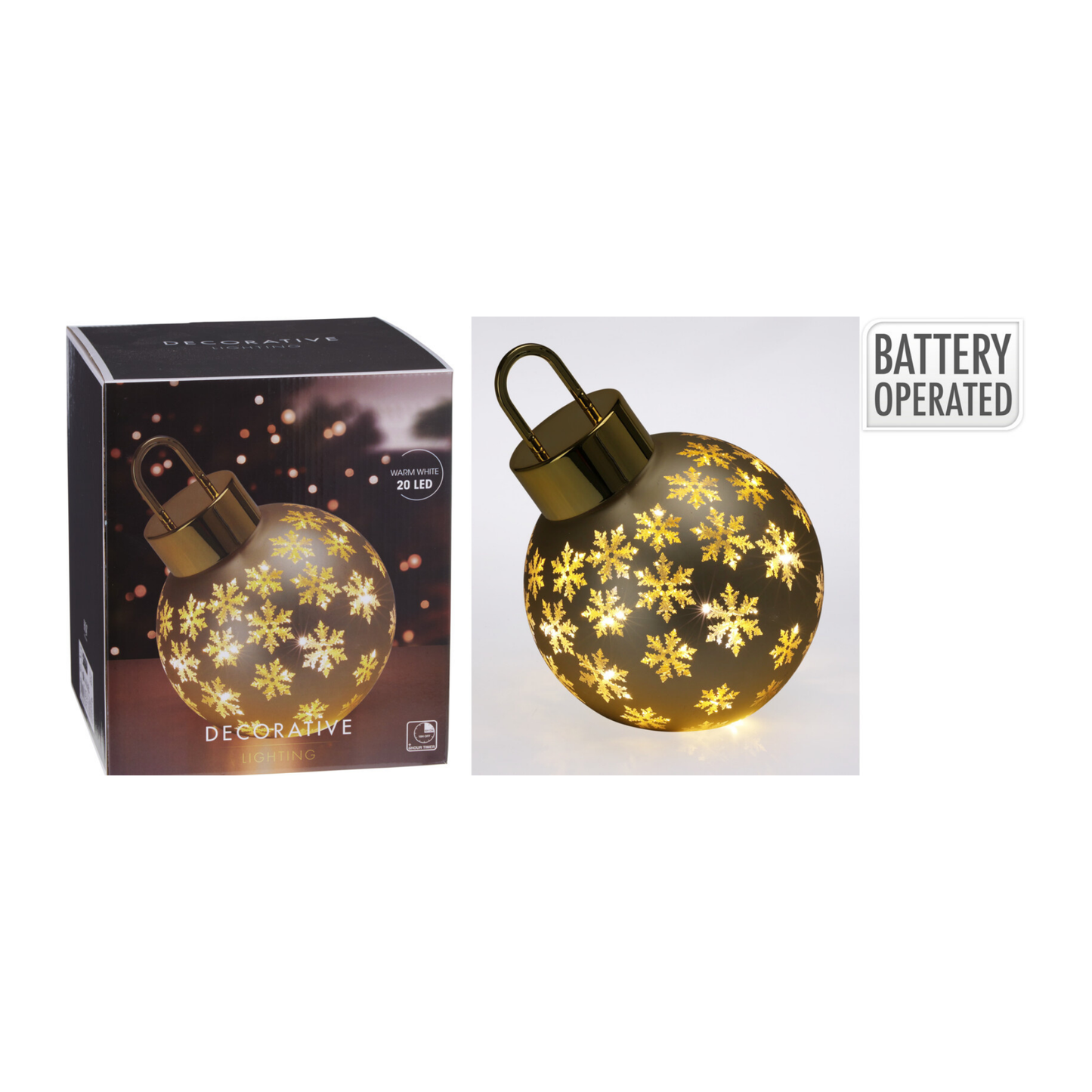 BOLA DE NAVIDAD CON LED 20CM ORO MATE
