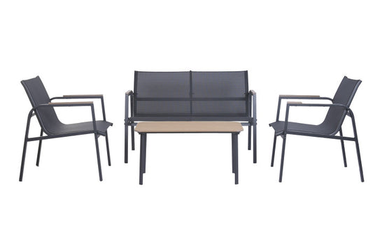 SOFA SET 4 ACERO TEXTILENE 119X70X64 SIMIL MADERA