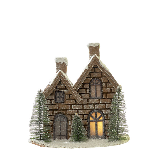 CASA NAVIDEÑA DE MADERA/CARTÓN CON LED