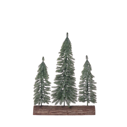 ARBOLES NAVIDEÑOS CON BASE DE MADERA 26X34CM