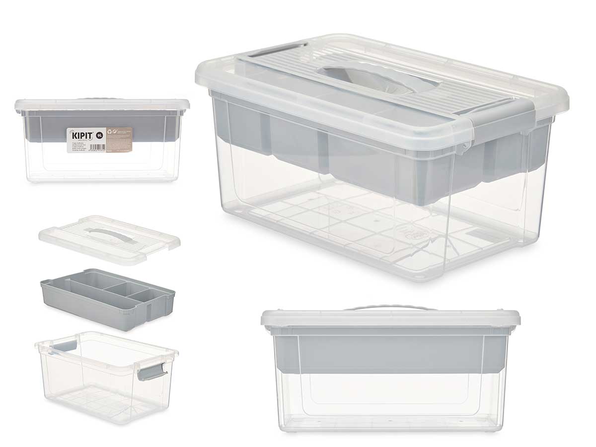 ORGANIZADOR PLASTICO 9L BANDEJA GRIS