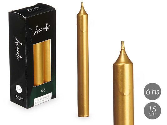 SET 6 CIRIOS ORO 15CM 6 HORAS