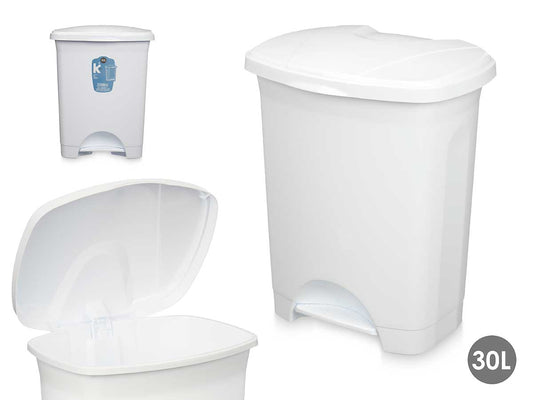 PAPELERA PEDAL PLASTICO 30L BLANCO