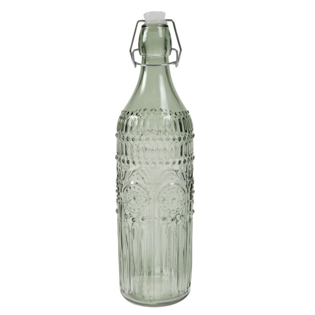 BOTELLA CRISTAL GRABADO VERDE AGUA 1L