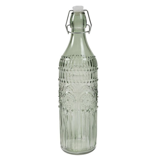 BOTELLA CRISTAL GRABADO VERDE AGUA 1L