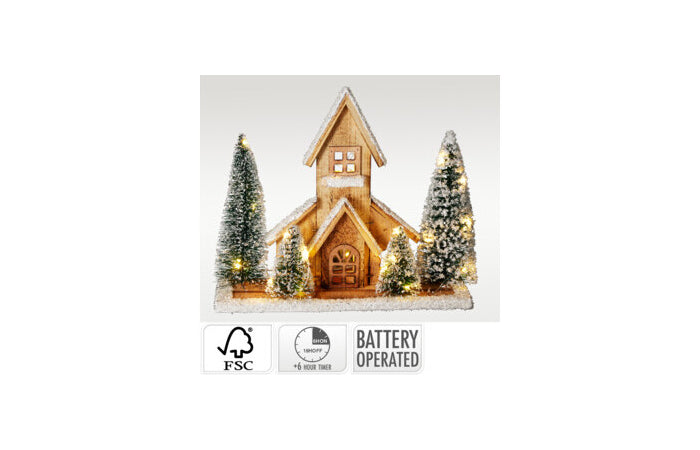 CASA CON LED MADERA 27CM