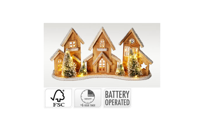 PUEBLO NAVIDEÑO CON LED 24CM