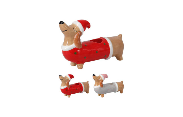 TECKEL NAVIDEÑO PORTAVELAS 9CM